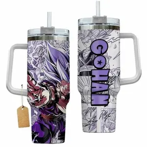 TeeSenpai Gohan 40oz Tumbler With Handle And No Handle Stainless Steel Tumbler, Beast Form Tumbler, The Saiyan Warrior Tumbler, Anime Tumbler Gift, Iced Coffee Tumbler, Dragon-Inspired Drinkware, Gift for Otaku & Anime Fans