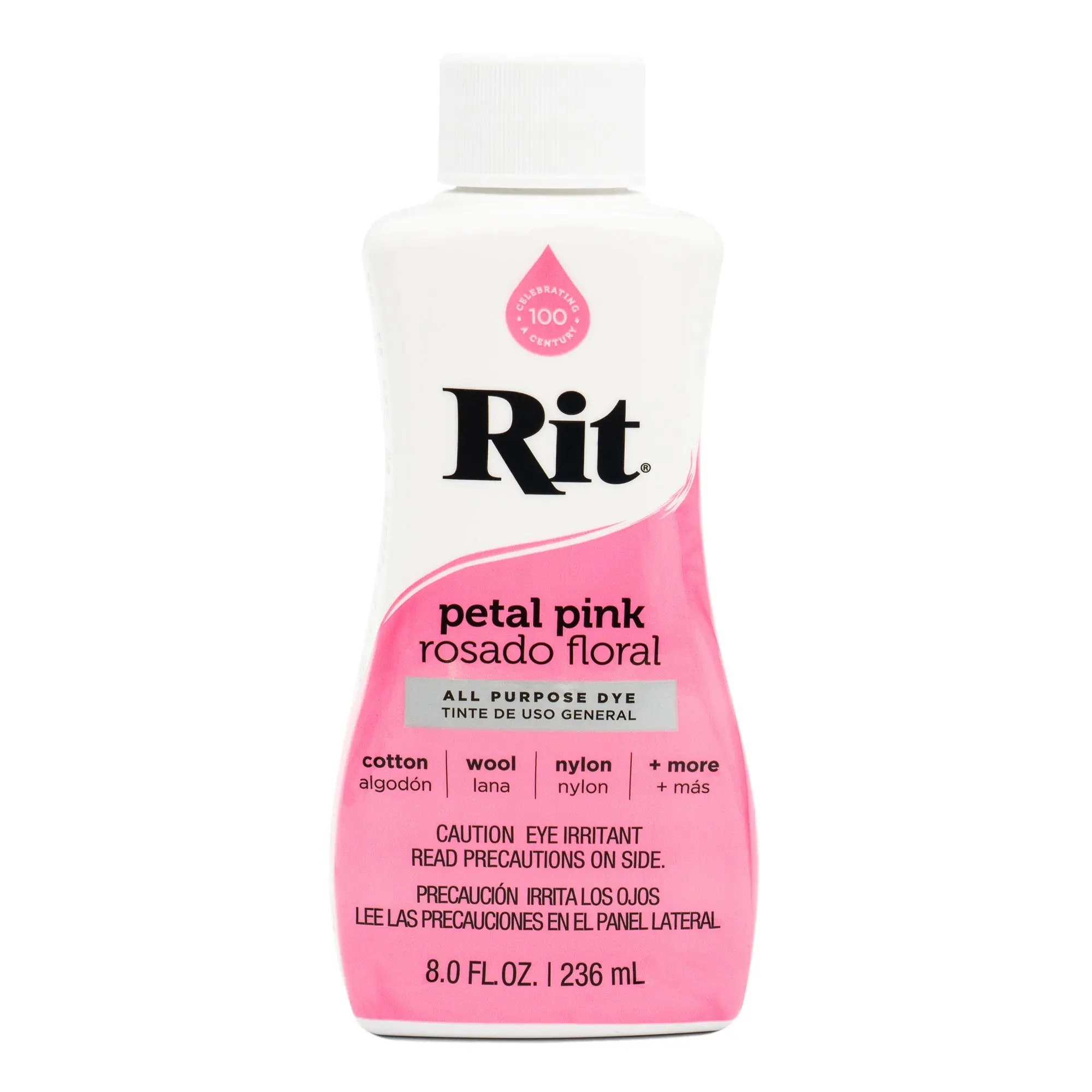 RIT All-Purpose Dye Petal Pink - 8.0 fl oz Versatile Non-Toxic Fabric Dye for Cotton Wool Silk Nylon & Rayon