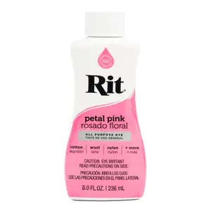 RIT All-Purpose Dye Petal Pink - 8.0 fl oz Versatile Non-Toxic Fabric Dye for Cotton Wool Silk Nylon & Rayon