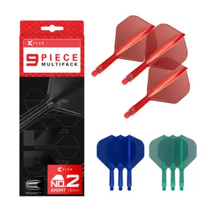 TARGET Darts K-Flex Integrated Dart Flights and Shafts, Kflex 9 Pack Bundle, Multipack - K Flex 3 Colours | Black, White, Clear, Red, Green, Blue, Pink, Orange, Yellow | Short, Intermediate, Medium