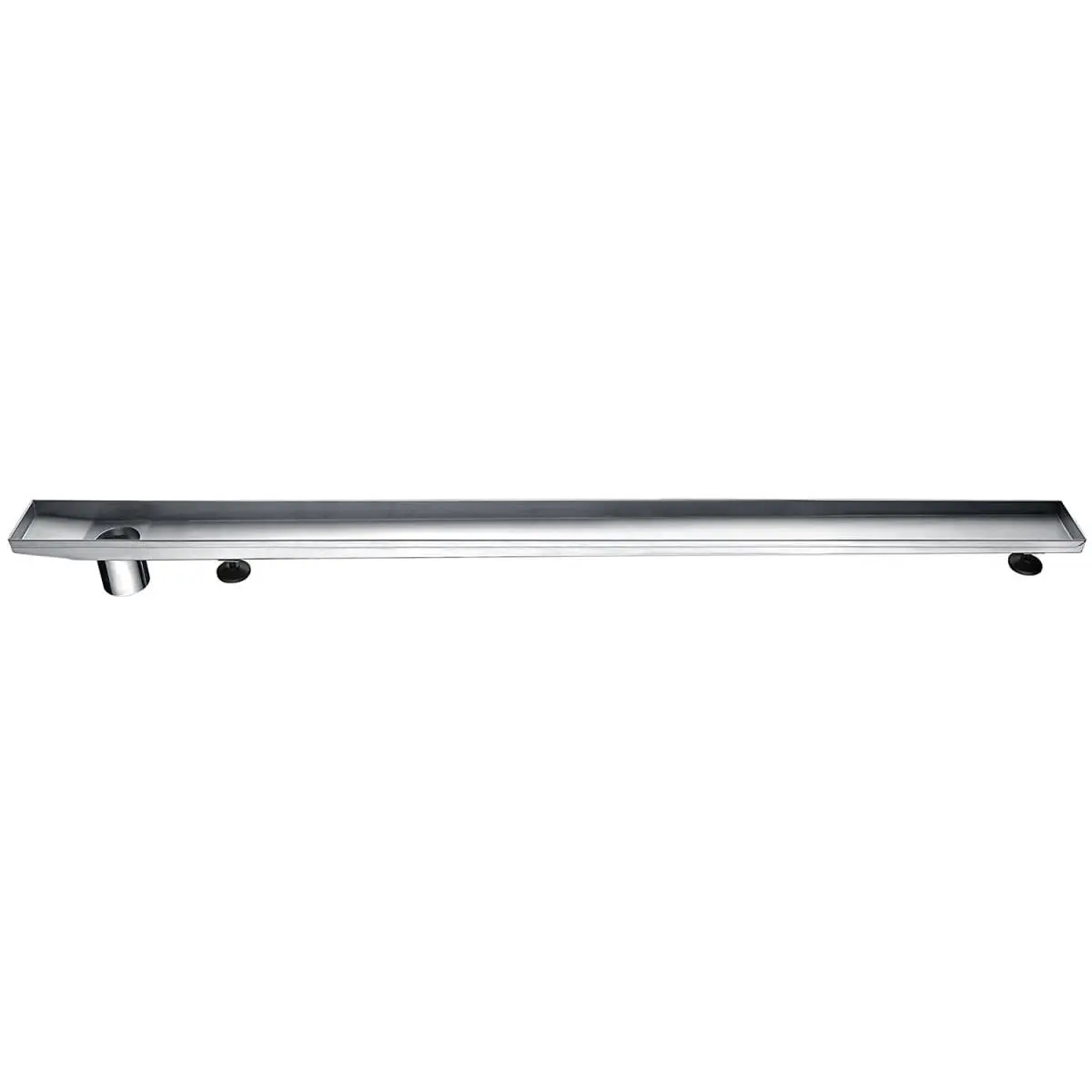 212 MAIN 304 Stainless Steel Linear Shower Drain Channel - 47in L x 3in W x 3.12in D, Side Outlet, Adjustable Length for Efficient Water Drainage
