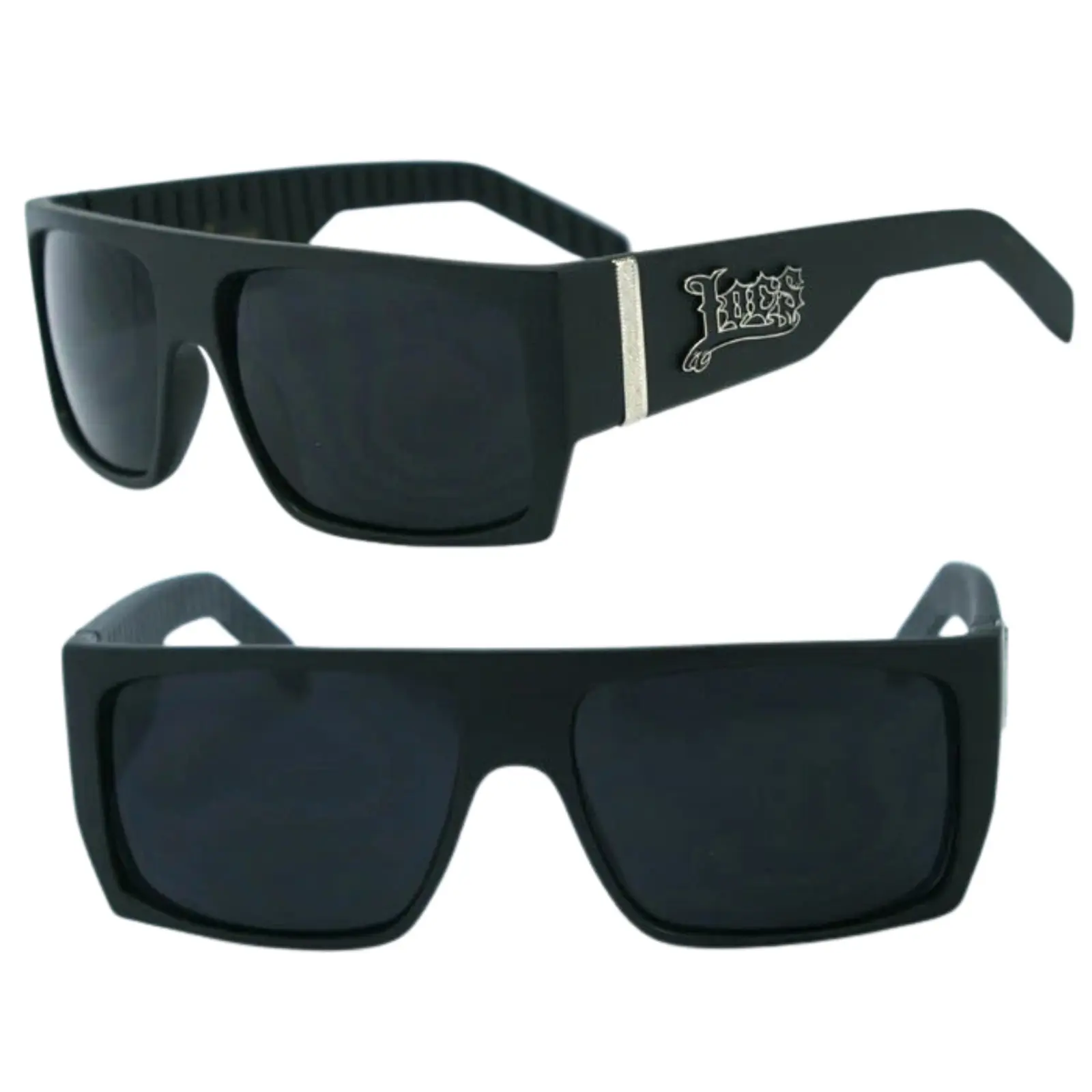 LOCS Cholo Gangster Flat Top Sunglasses, Classic Shades with 100% UV400 Protection, High Quality Lightweight Durable Plastic Fashionable Frames, Street Style Square Lowride Black Eyewear, Fashionable Frames Sunglasses, Trendy Streetwear Sunglasses, Street
