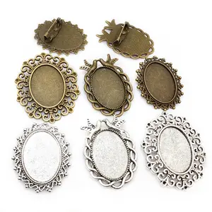5pcs 18x25mm Inner Size Multi Styles Brooch Cabochons Blank Base Setting Tray Bezel DIY Jewelry Making Accessories Findings