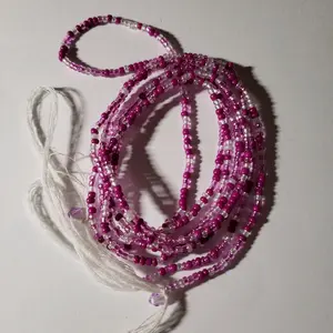 Pink Awareness Tie-On Waist Bead - Handmade 50 Inches Long Fits Up to 2XL