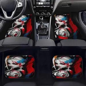 4pcs Universal Car Floor Mats, Car Accessories, Thick Printed Design Style, Fun Elements for Tesla Model Y, Small Cars, Suvs, Halloween & Christmas Gift, Car Interior Accessory