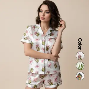Vintage Canned Pickles Pajama Set Set Satin Silk - Soft And Alluring Nightwear, valentime Gift, Loungewear, Homewear, Ideal Gift for Mom, Gift for her