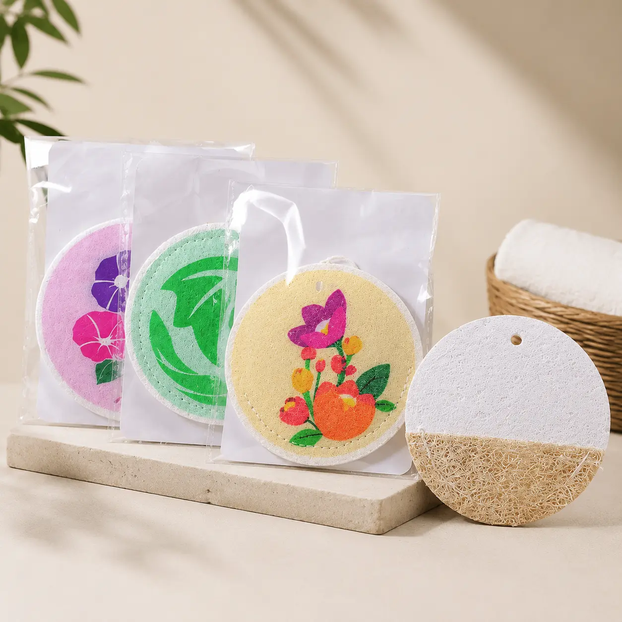 6-Piece Comfortable Eco-Friendly Compressed Wood Pulp Cleaning Sponges, Expandable High-Absorbency Cellulose Scrubber Pads, Scratch-Free Dishwashing Tools for Household Kitchen Use