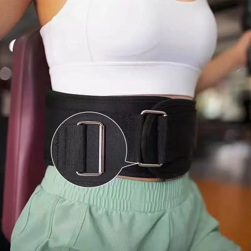 Adjustable Double D-Ring Buckle Deadlift Belt - Premium Lumbar Support, Elastic Fabric Weight Training Gear for Men & Women, Ideal for Squats & Crossfit Workout