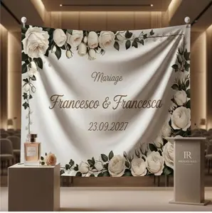 2D Flat Banner 1pc Large Personalized Wedding Backdrop & Birthday Banner Custom with Names & Dates - Elegant Floral with Names & Dates Suitable for Weddings, Birthdays, Baptisms, First Communion, Quinceañera,