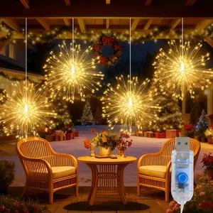 4PCS LED Fairy String Lights, Indoor/Outdoor Fairy Lights, with 8 Flashing Modes, USB-Powered Hanging String Lights, for Decorating Gardens, Patios, Living Rooms, Bedrooms, Eaves, Parties, and Weddings