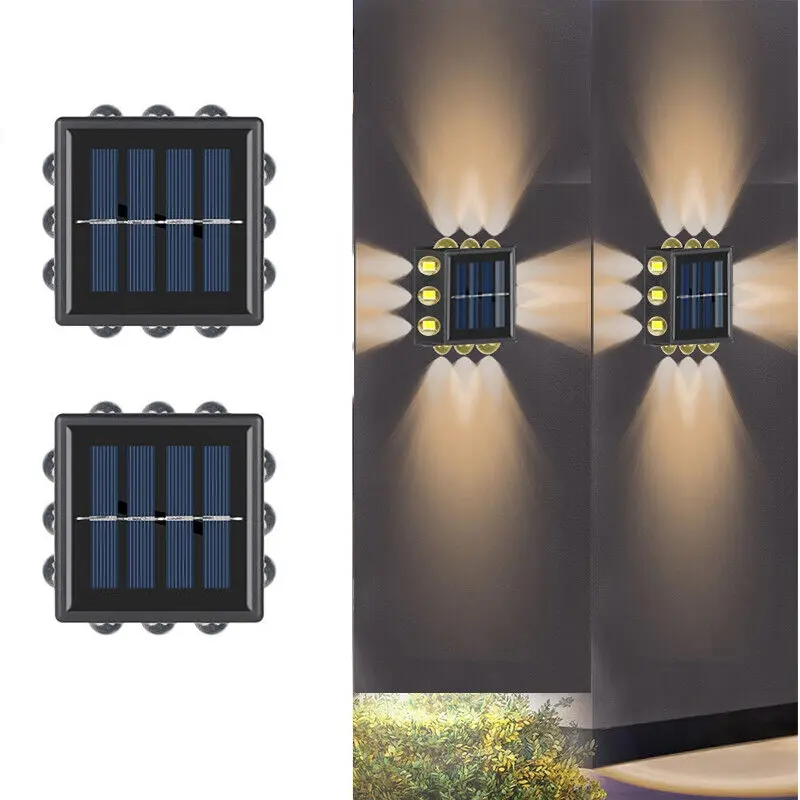 2/4-Pack Cordless Solar Outdoor Wall Lights, 4-Side Lighting Waterproof LED Sconces with Adjustable Beam, Solar Landscape Lights for Garden Decor