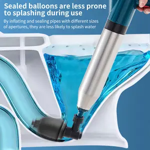 [8Pcs Gift Package]  Stainless steel Toilet Plunger,1 Set 8Pcs, Fifth generation Toilet Clog Remover, High Pressure Air Drain Dredger,Toilet Bathroom Shower Sink Bathtub,Toilet Cleaning Tools, Household Accessories Balloon Cleaner sink drain