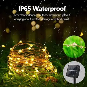 Solar Copper Wire LED Fairy Lights 8 Modes Waterproof Outdoor Garden String Lights for Patio Yard Trees Christmas Party Wedding Navidad Holiday Decor