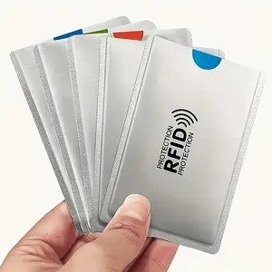 5pcs RFID Blocking Card Sleeves, Aluminum Foil NFC Protection, for Credit Cards, ID Cards, Bank Cards, Passports, Desktop & Drawer Organizer, Desk Accessories