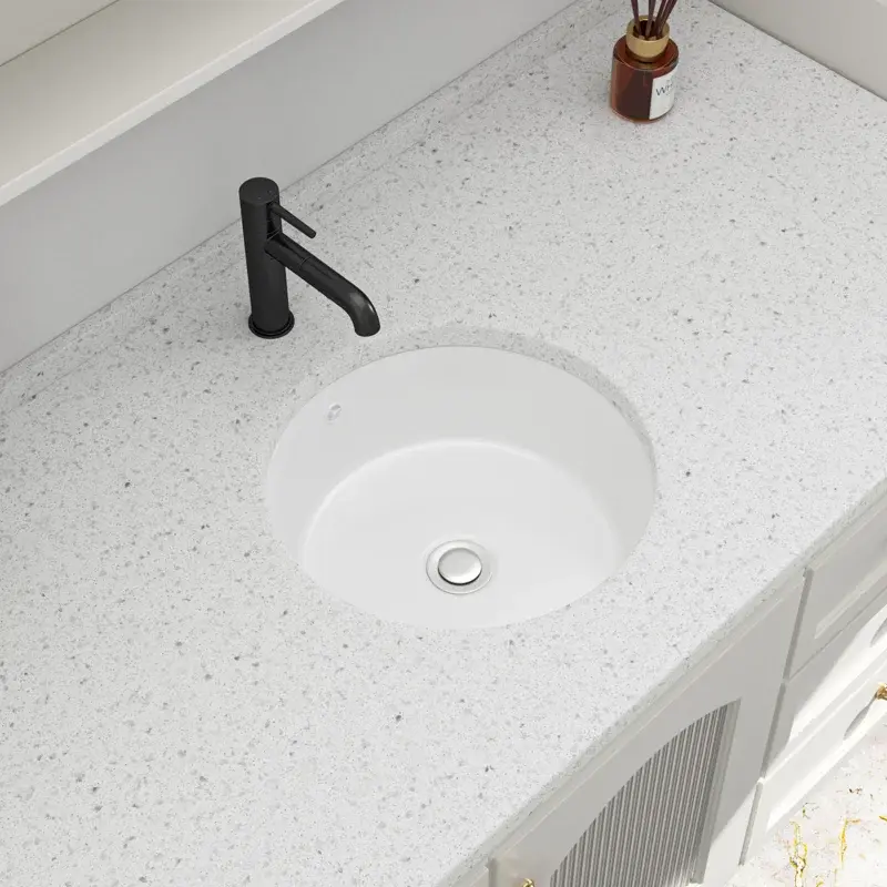 Logmey 15 Inch Round Undermount Bathroom Sink, White Ceramic Vanity Basin with Overflow Hole for Powder Room,home improvement,bathroom makeover