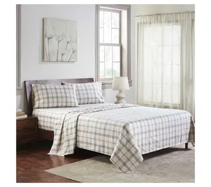 Superior Plaid Flannel Cotton Sheet Set, King