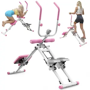 KRYOSAUR 2-in-1 Under Desk Elliptical & Ab Glider Machine - Pink Foldable At Home Gym Equipment, Low-Impact Home Stair Stepper with LCD Display for Cardio Workout Station Glute Trainer 160 pounds girl treadmill walking pad