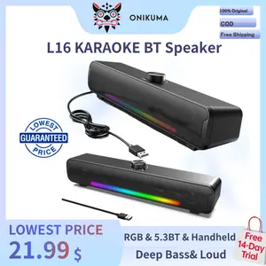 (Special Warranty Free 14-Day Trial)  ONIKUMA L16 10W Power Save Bluetooth Computer Speaker Stereo 6 RGB Lights Mode Gaming Speaker USB Wired Computer Laptop PC Speakers 2 In 1 Deep Bass Enough Loud Sounds