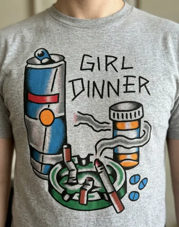 TRENDY "Girl Dinner" Graphic Tee - Trendy Y2K Streetwear Graphic T-Shirt