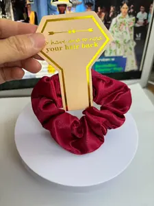 Women Satin Scrunchie Hair Tie,  Red Color High Elasticity Elegant Design Ruched Tie Back, Perfect for All Occasions & Business Casual Wear Girl Friend  Daughter Children Christmas Gift