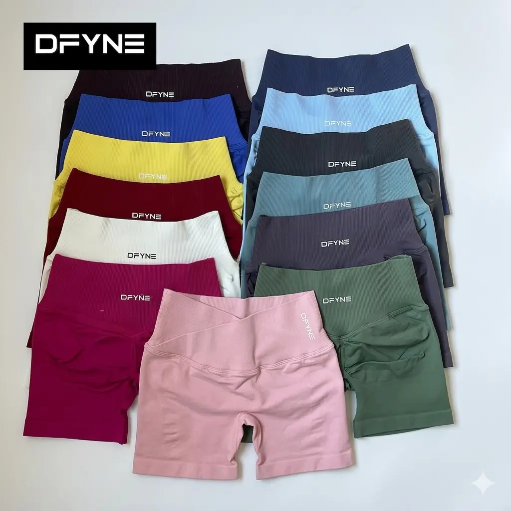 Dfyne Vision Crossover High Waist Power Workout Shorts for Women, Seamless Scrunch Butt Lifting Biker Shorts with 360 Stretch for Gym & Yoga, Athleisure Gym Shorts