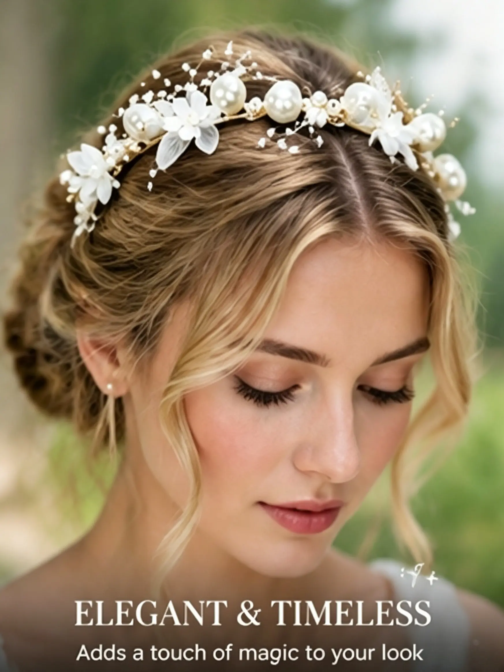 Luxurious Handmade Decorative Floral Pearl Headband Crown, Elegant Bridal Hair Accessory, Non-Slip, Perfect for Weddings, Parties, Photoshoots