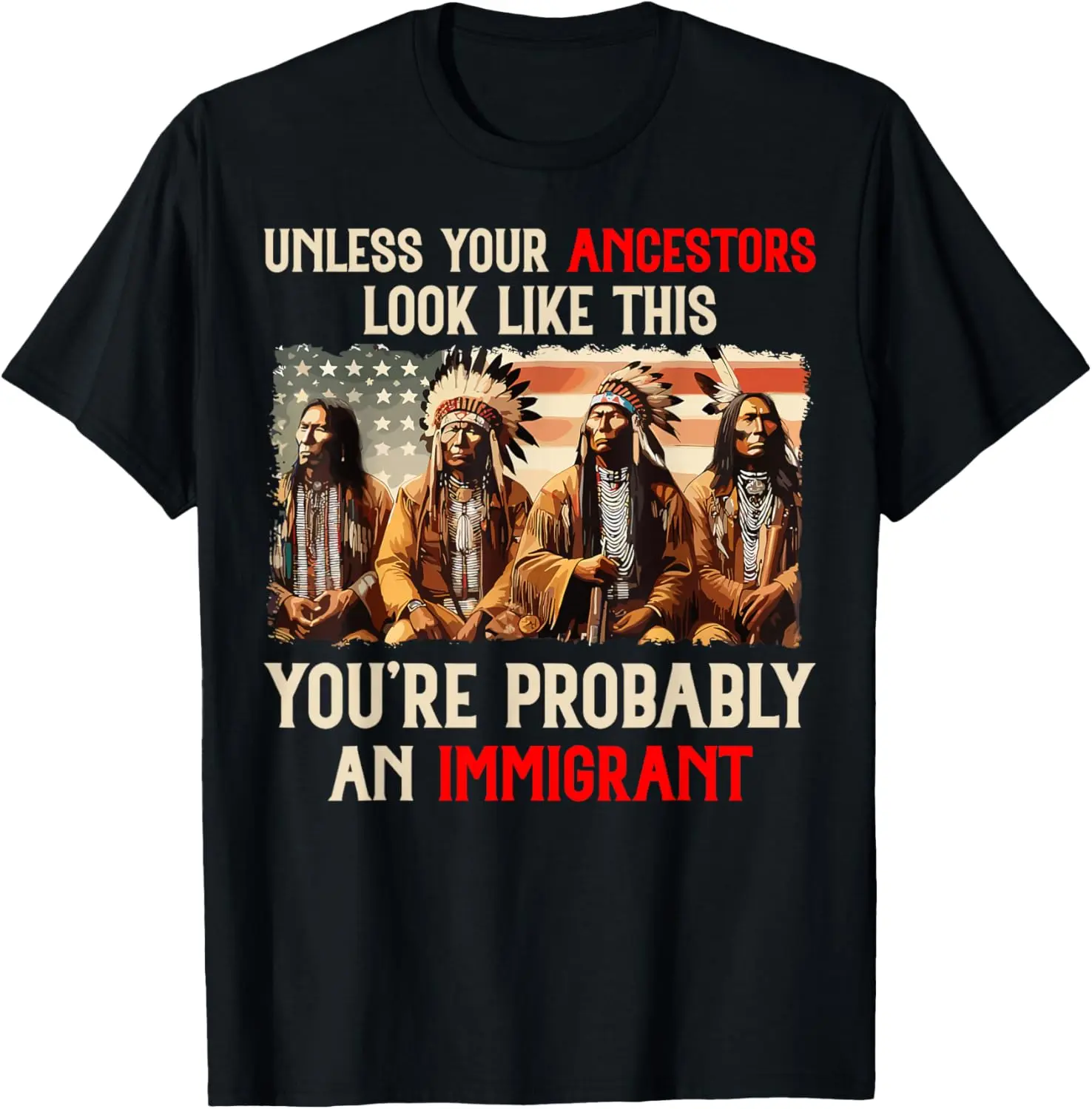 Menswear 100% Cotton Breathable Short-Sleeve Casual Cultural T-Shirt, Featuring Native American Indian Ancestor-Inspired Design