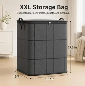 27.6*19.7*19.7 Inch Spacious Moving Storage Bin, Zippered Organizer for Quilts, Bedding & Sweaters, Large Capacity Fabric Bag for Moving Day, Closet & Bedroom Use