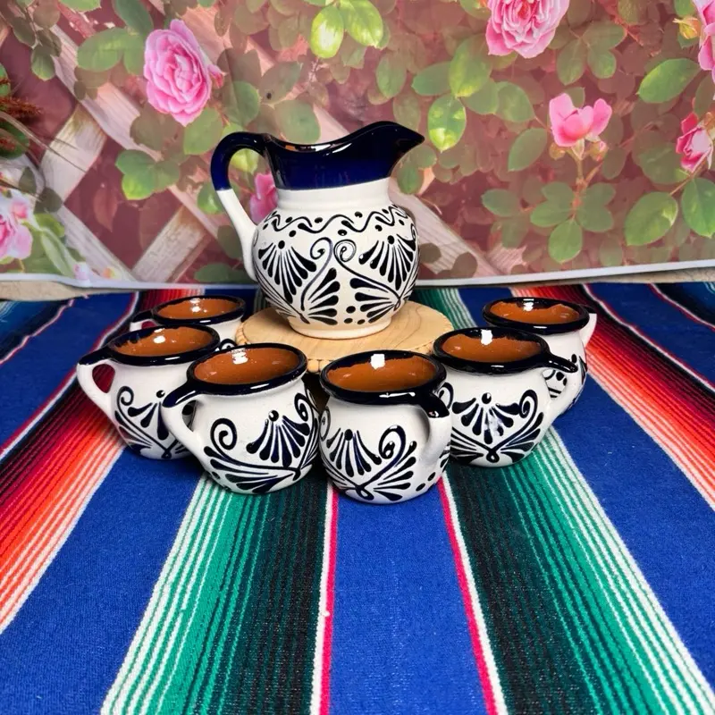 Engove Milk Jug Set Relieve color azul cobalto