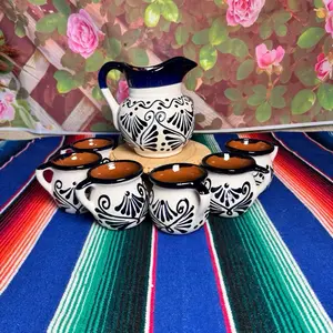 Engove Milk Jug Set Relieve color azul cobalto