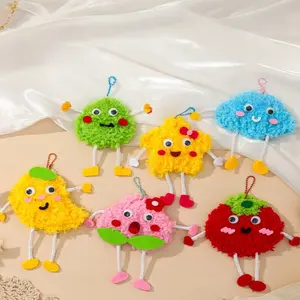 Handmade Sewing Fun Kit, 6pcs DIY Embroidery Patches, Beginner Craft Supplies, Fruit Cloud Designs, Perfect Birthday Gift