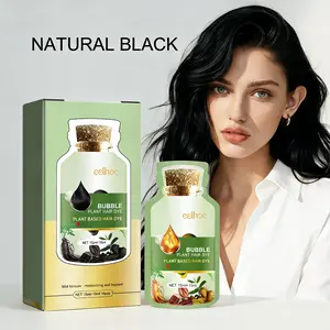 Plant Bubble Hair Dye, New Botanical Bubble Hair Dye Shampoo, Fast Coloring, Easy Gray Coverage, Gentle Plant-Based Formula, Unisex, No Mixing Required, Easy to Use, 30ml × 10 Packs/Box (Natural Black)