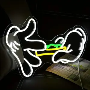 Green Leaf LED Neon Sign Glove - Home Improvement Lighting Accessory, Room Decor, Men's Room Decor for Bedroom, Bar