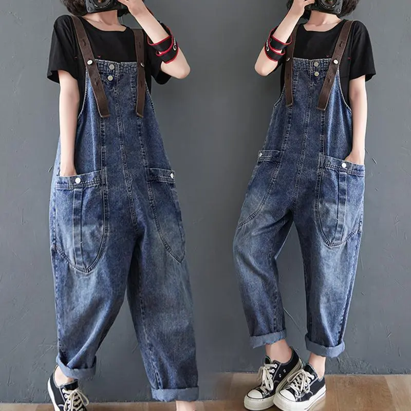 Women's Loose Overalls And Slim Student's Overalls Cotton Denim