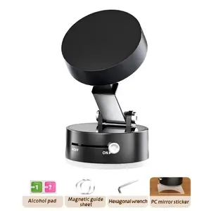Vacuum Magnetic Suction Phone Holder, Foldable Portable Double-Sided Vacuum-Magnetic Adsorption Adjustable Cell Phone Mount for All Phones