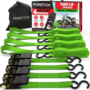 FORTEM Ratchet Straps, Tie down Strap Set 1650Lb Break Strength, 4 Pack 15Ft X 1In, 4 Soft Loops, Moving Straps Tie Downs, Cargo Cam Buckles for Trucks, Carry Bag, for Men FRTM-RTDS