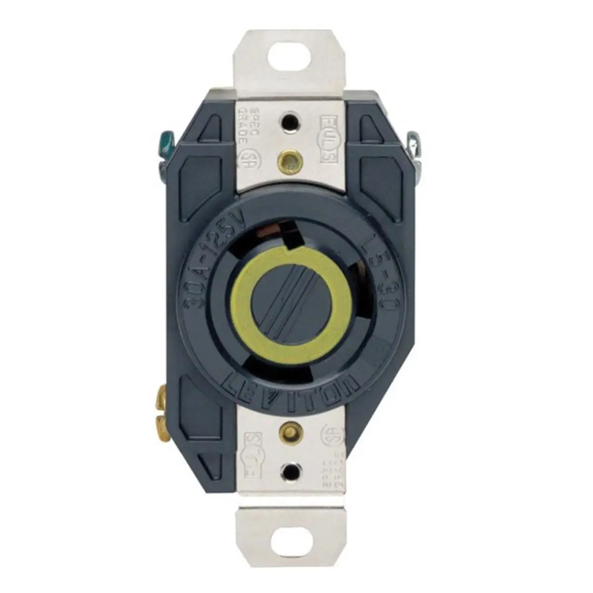 212 MAIN Cooper Wiring 02610-00D Grounded Flush Mount Single Locking Receptacle, 125V 30A Power Socket