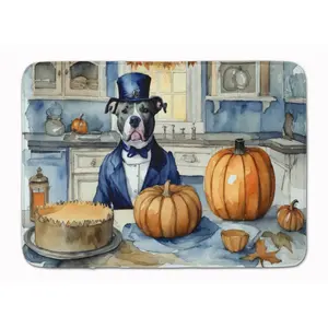 Pit Bull Terrier Fall Kitchen Pumpkins Memory Foam Kitchen Mat