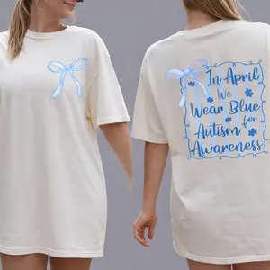 Autism Awareness Comfort T-Shirt In April We Wear Blue SPED Teacher Shirt Autism Mom Gift Menswear Top