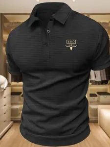 Men's Regular Fit Cowboy Print Polo Shirt, Casual Short Sleeve Half Placket Collar Top for Summer, Fashion Men's Clothes for Daily Wear