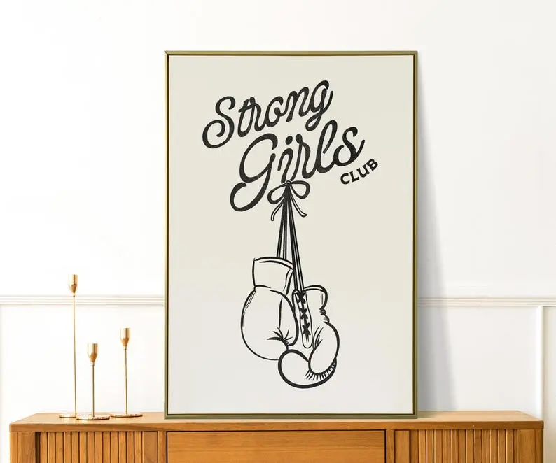 Strong Girls Club, Workout Poster, Gym Decor, Pilates Wall Art, Pilates Studio Decor, Girly Wall Art, Boxer Print, Apartment Décor
