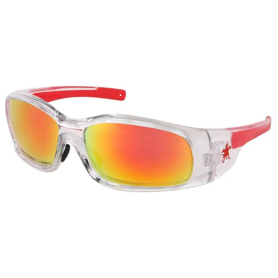 MCR Safety Swagger SR1 Safety Glasses Clear Frame with Fire Mirror Lenses