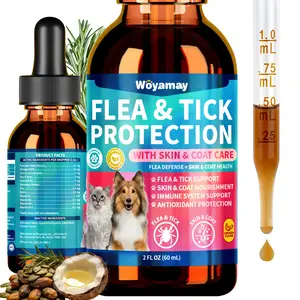 Woyamay Flea Defense + Skin & Coat Support Natural Flea & Tick Prevention for Dogs & Cats with Pumpkin Seed & Omega-3/6/9 for All Breeds & Ages Summervibes