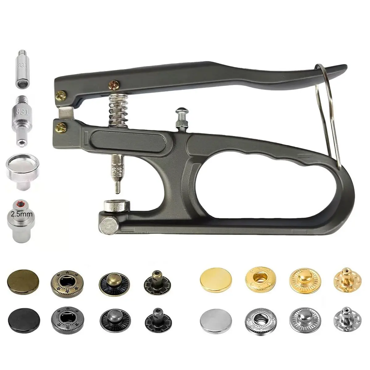 Multi-Functional Snap Fastener Kit, Versatile, 40 Buttons in 4 Colors, 15mm/0.59in, Ideal for DIY Projects, Eyelets, Washers, Rivets, Desktop Installation