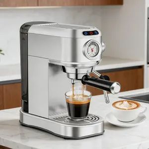 20 Bar Espresso Machine | Semi-Automatic Coffee Maker1450W Powerful Motor | Milk Frother Steam Wand34oz Removable Water Tank | Ideal for Latte & CappuccinoSilver | Perfect for Home & Cafe Use