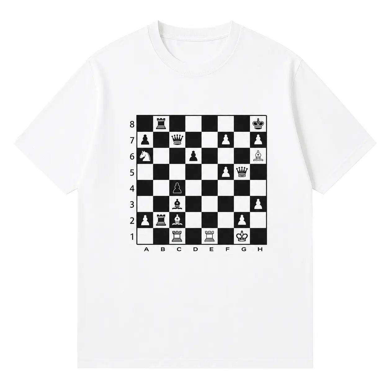 Women’s Chess Board Graphic Tee, Black White Chess Piece T-Shirt, Strategy Game Lover Shirt, Minimal Checkmate Puzzle Top, Smart Girl Game Night Outfit, Classic Board Game Casual Tee, Gift for Her