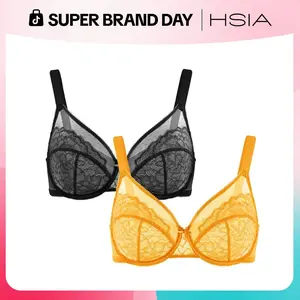 HSIA Enchante Floral Lace Unlined Underwire Plus Size Unpadded Full Coverage Bra Set 2 Pack Womenswear