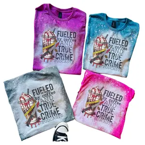 Fueled By Coffee and True Crime Podcast Bleached or Ash Grey Shirt - True Crime Shirt - CK’s Boutique and Designs - Gildan Vintage Sublimation
