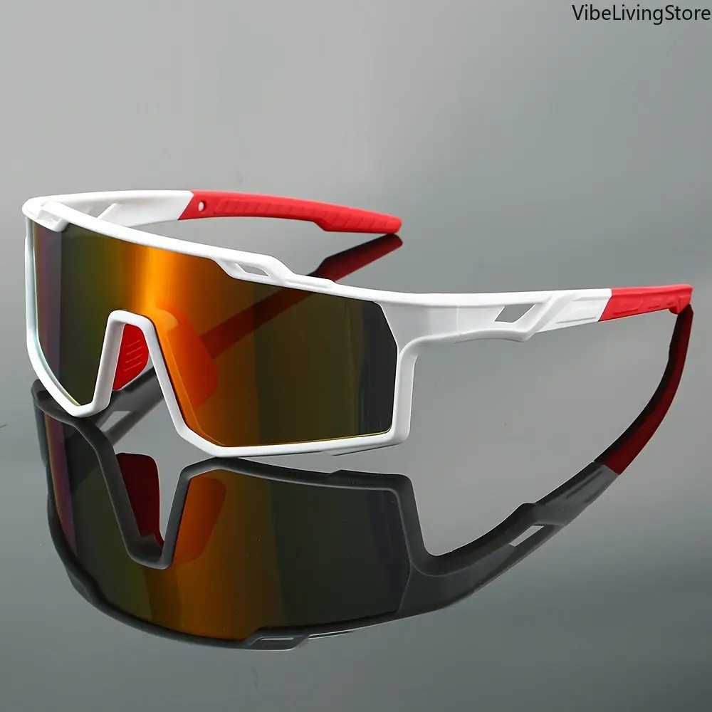 Polarized Shield Sunglasses for Men, Oversized Biker Sports Eyewear with Colorful UV400 Lenses for Cycling & Hiking, Sun Protection, Reflective