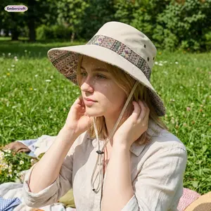 Wide Brim Bucket Hat for Women, UV Protection Boho Sun Hat, Lightweight Breathable Summer Hat for Beach, Travel, Vacation and Outdoor Daily Wear